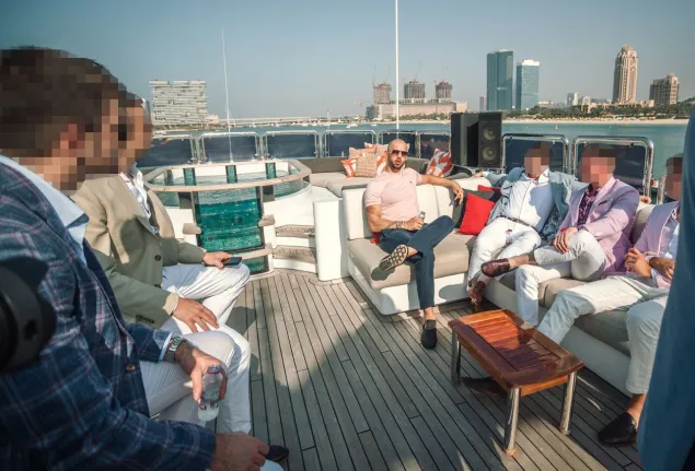 War Room members gathering on a Boat